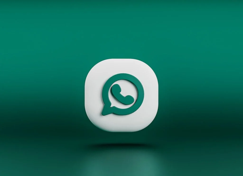 Image-4 features a 3D white square icon with a green WhatsApp logo in the center, placed on a solid green background.